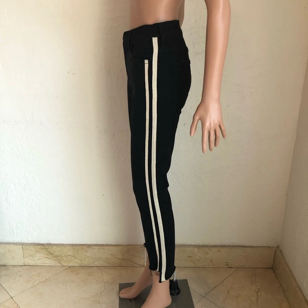 MOTHER The Insider Crop High-Rise Black/Cream Denim Jeans Pants Women’s Size 27